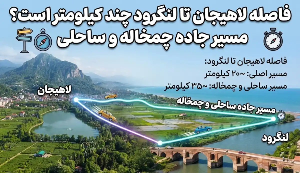 فاصله لاهیجان تا لنگرود چند کیلومتر است؟ مسیر جاده چمخاله و ساحلی