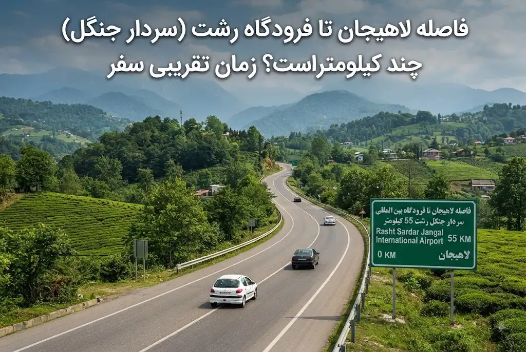 فاصله لاهیجان تا فرودگاه رشت (سردار جنگل) چند کیلومتر است؟ زمان تقریبی سفر
