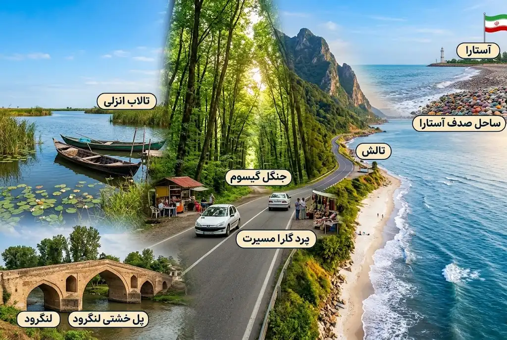 فاصله لنگرود تا آستارا چند کیلومتر است؟ مسیر ساحلی